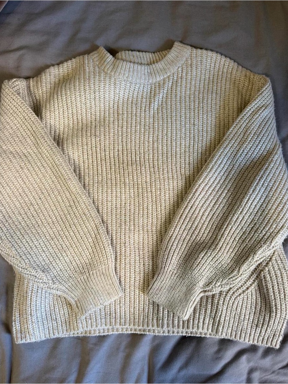 Cozy Cream Ribbed Crewneck Sweater